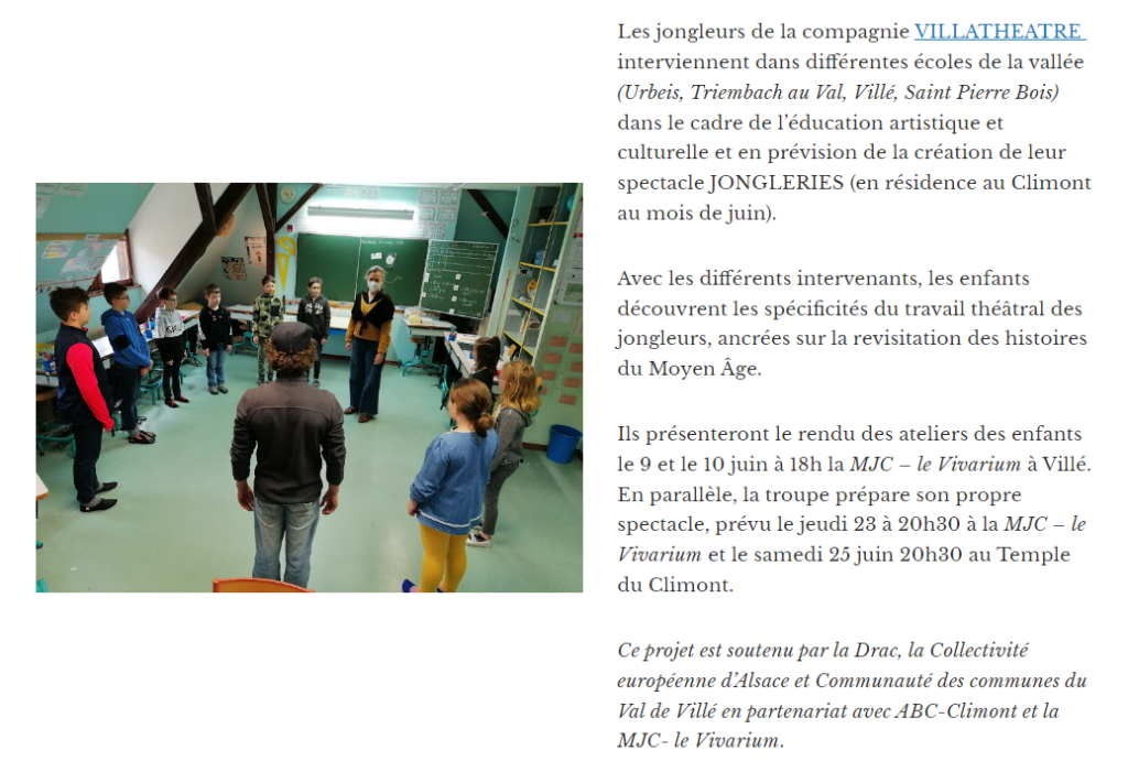 « Les Jongleries »  de la compagnie VILLATHEATRE @ Temple du Climont | Urbeis | Grand Est | France