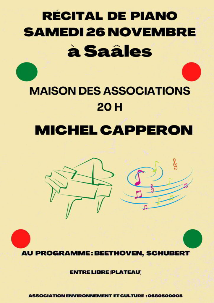 Récital de Piano @ Maison des associations | Saales | Grand Est | France