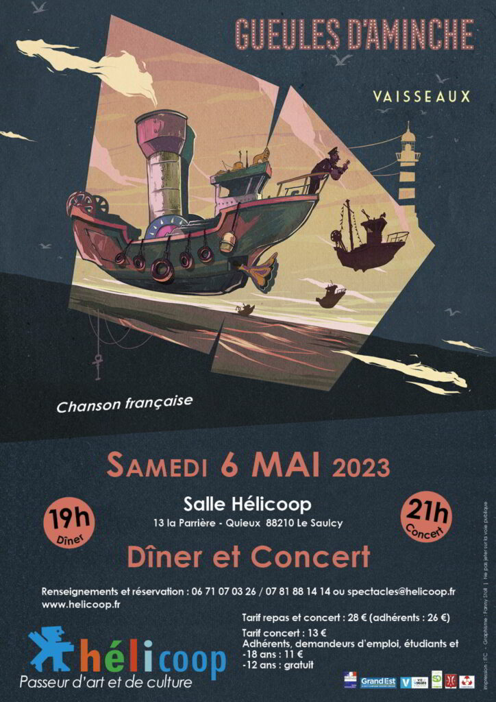 Dîner concert avec le groupe Gueules d'Aminche @ Hélicoop | Le Saulcy | Grand Est | France