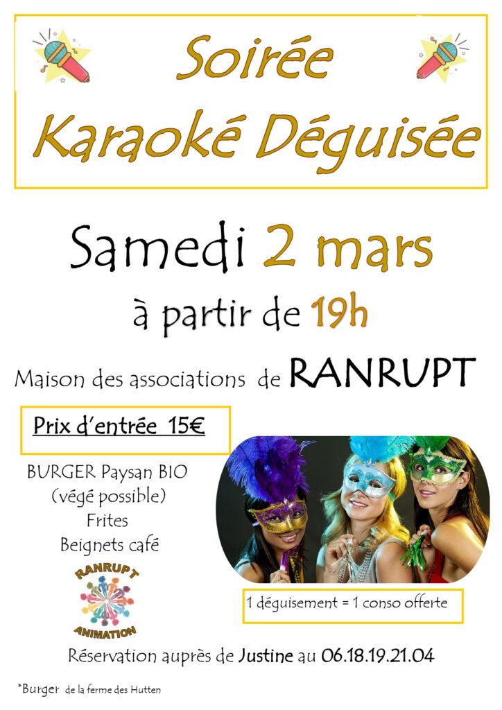 Soirée karaoké déguisée @ Maison des associations de Ranrupt | Ranrupt | Grand Est | France
