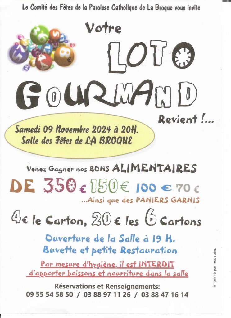 Loto gourmand @ Salle polyvalente de LA BROQUE | La Broque | Grand Est | France