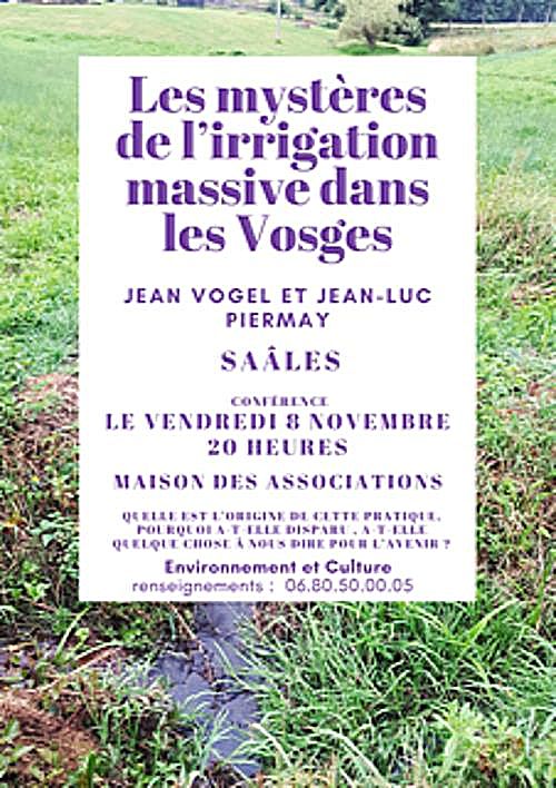 Les mystères de l'irrigation massives dans les Vosges @ Maison des associations | Saales | Grand Est | France