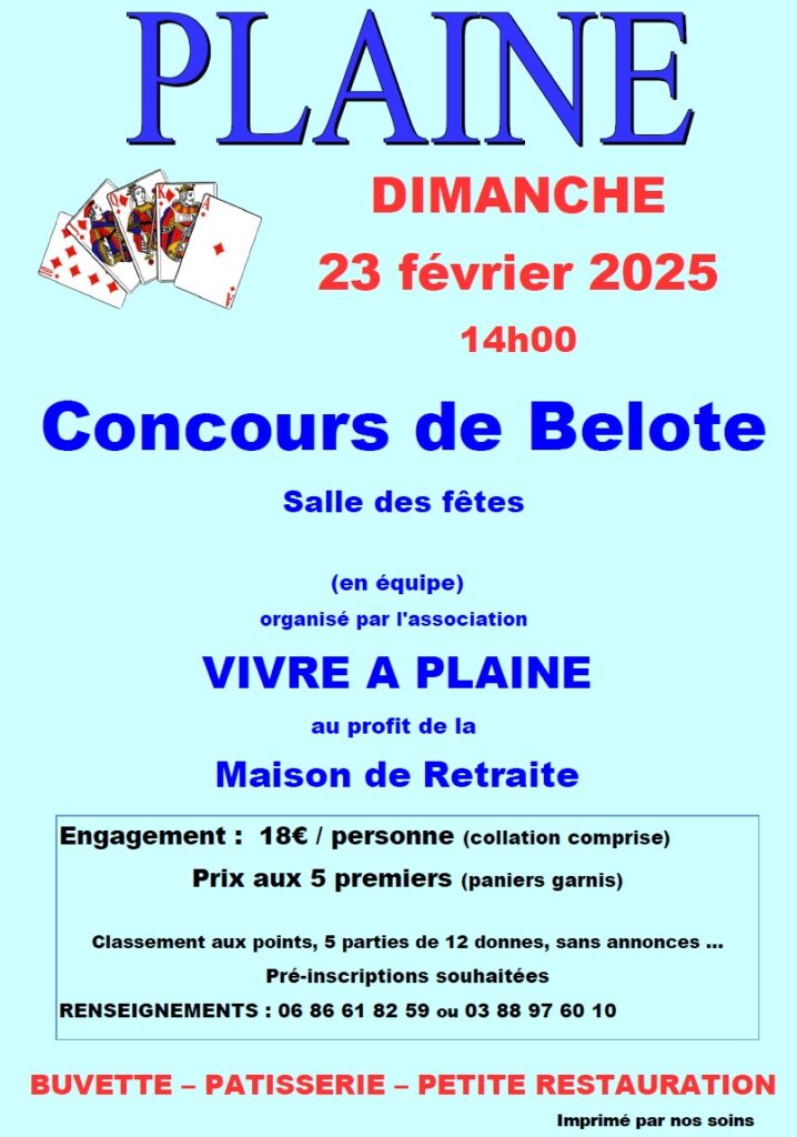 Concours de Belote @ Salle polyvalente | Plaine | Grand Est | France