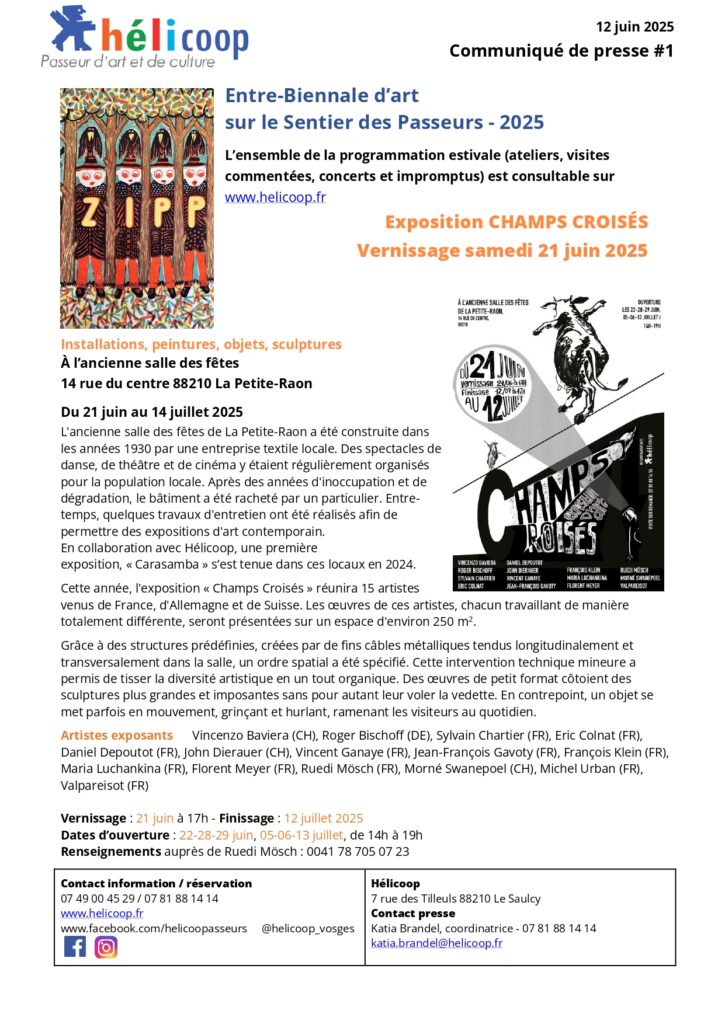 Exposition Champs Croisés @ Ancienne Salle des Fêtes | La Petite-Raon | Grand Est | France