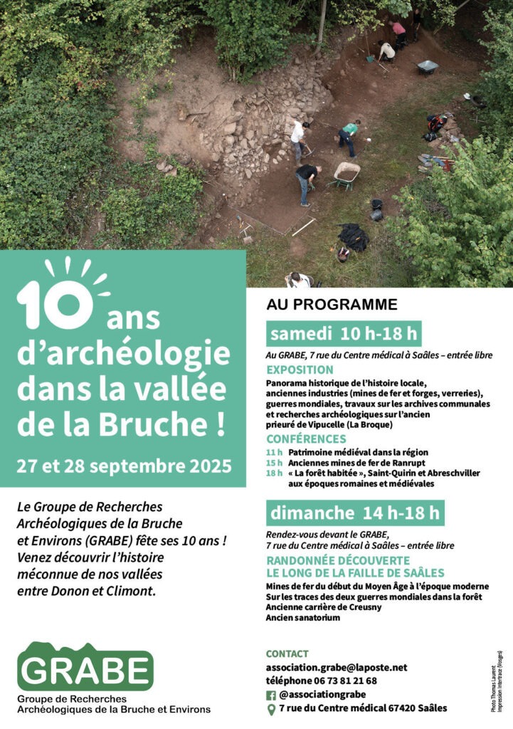 10 ans d'archéologie dans la vallée de la Bruche @ GRABE | Saales | Grand Est | France
