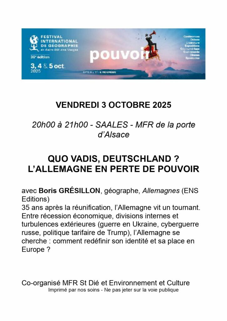 Conférence dans le cadre du FIG 2025 sur l'Allemagne @ Maison Familiale Rurale / la Porte d'Alsace | Provenchères-et-Colroy | Grand Est | France