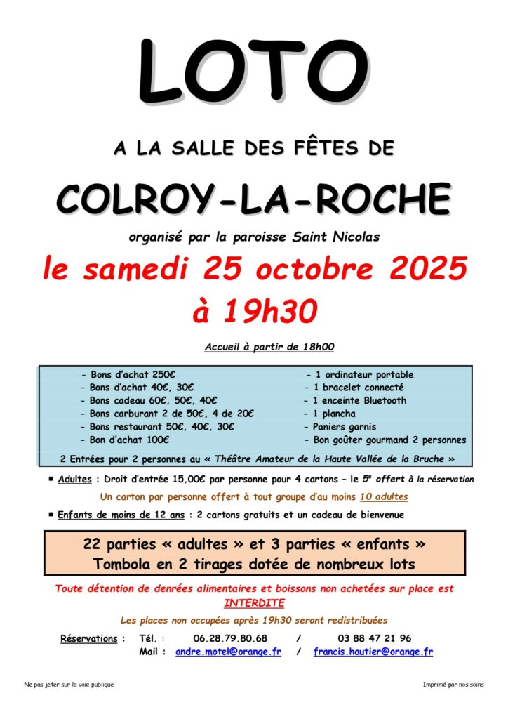 Soirée loto @ Salle des fêtes | Colroy-la-Roche | Grand Est | France